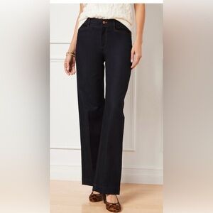 Talbots ultra wide leg denim trousers jeans Dakota wash size 14 nwt